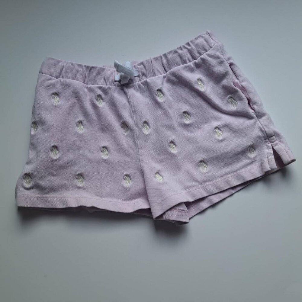 Polo Girls Ralph Lauren Embroidered Jersey white Logos Short pastel pink size 10